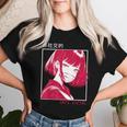 アンチソーシャル アニメ 女の子 マスク付き 漢字テキストaporwave レディースTシャツ 彼女への贈り物
