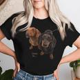 ダックスフントシャツ Weiner Dog Mom Dad Love Doxie Puppy キュート レディースTシャツ 彼女への贈り物