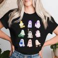 ハロウィンカラフルスペクタクル：9のお化けの魔法の夜 For And Men レディースTシャツ 彼女への贈り物