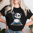パンダ 熊 ロック 音楽 男性 子供 女性 面白い パンダ レディースTシャツ 彼女への贈り物