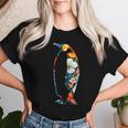 ボタニカルフラワーのシルエット 花柄 ペンギン レディースTシャツ 彼女への贈り物