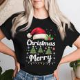 メリークリスマスライト 赤いサンタ帽子 クリスマス ファミリー 男性 女性 レディースTシャツ 彼女への贈り物