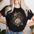 ヴィンテージ 薔薇 花 花 イラスト 花 レディースTシャツ 彼女への贈り物