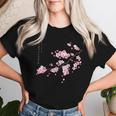 ヴィンテージ桜 日本の桜の花グラフィカルアート レディースTシャツ 彼女への贈り物