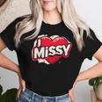 名前入り Missy I Love Missy レディースTシャツ 彼女への贈り物