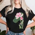 咲く蓮の花 蓮の花 ハス ヴィンテージ 日本美術 小原古邨 新版画 レディースTシャツ 彼女への贈り物