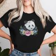 天然花 パンダ アジア動物園 動物 パンダ レディースTシャツ 彼女への贈り物