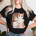 猫と少女 Cat And Girl レディースTシャツ 彼女への贈り物