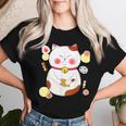 花より団子猫 Cat 猫 メンズ レディース ペット 動物 和風 キャラt レディースTシャツ 彼女への贈り物