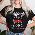 還暦祝い ワイン好き 酒好き 父 母 男性 女性 60歳お祝いintage Aged To Perfection レディースTシャツ 彼女への贈り物