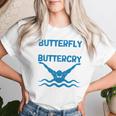 Butterfly Butterwhyバタフライバタフライファニー水泳チーム 長袖tシャツ レディースTシャツ 彼女への贈り物