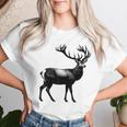 Deer Dad Mom Lover モノクロ 鹿 レディースTシャツ 彼女への贈り物