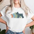 Dog Mom & Dad シルエット ヴィンテージ シュナウザー レディースTシャツ 彼女への贈り物