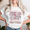 Field Day Red Team Groovy Smile Face Checkered Students Women T-shirt Gifts for Her