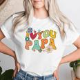 Groovy 父の日 I Love You Papa フラワー ヒッピー レディースTシャツ 彼女への贈り物