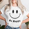 Be Happy Groovy スマイルフェイス かわいい ハッピーピース スマイルフェイス レディースTシャツ 彼女への贈り物