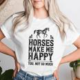 Horses Make Me Happy 楽しい馬愛好家 農家乗馬 レディースTシャツ 彼女への贈り物