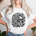 Skull Flower Rad Rock N Roll Graphic Retro レディースTシャツ 彼女への贈り物