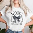 Spooky Mamas Club ソーシャル ハロウィン ダークコケット ブラック リボン レディースTシャツ 彼女への贈り物