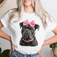 コケット ボウケーン コルソ 犬 ママ ピンクリボン 女の子 レディースTシャツ 彼女への贈り物