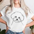 ラインアート Dad Mom Dog ビションフリーゼ レディースTシャツ 彼女への贈り物