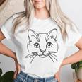 ラインアートお父さんお母さん猫-マンクス猫 レディースTシャツ 彼女への贈り物