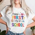 新学期 ハッピー 初日 学校 男の子 女の子 先生 レディースTシャツ 彼女への贈り物
