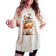 Coffee Is Life 愉快なコーヒー好きのギフト レディースオーバーサイズコンフォートTシャツ Ivory
