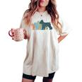 Dog Mom & Dad シルエット ヴィンテージ シュナウザー レディースオーバーサイズコンフォートTシャツ Ivory