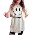Be Happy Groovy スマイルフェイス かわいい ハッピーピース スマイルフェイス レディースオーバーサイズコンフォートTシャツ Ivory