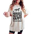 Horses Make Me Happy 楽しい馬愛好家 農家乗馬 レディースオーバーサイズコンフォートTシャツ Ivory