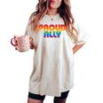 Lgbtq Proud Ally Lesbian Gay Pride Lgbt Ally Rainbowintage レディースオーバーサイズコンフォートTシャツ Ivory