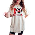 I Love Canada サッカーボール 男の子 女の子 キッズ カナダ国旗 レディースオーバーサイズコンフォートTシャツ Ivory