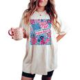 Stars Stripes Human Rights 4Th Of July Floral American Flag Women's Oversized Comfort T-shirt Ivory