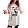 初めての父の日 Together Beer First Time Dad レディースオーバーサイズコンフォートTシャツ Ivory