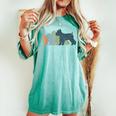 Dog Mom & Dad シルエット ヴィンテージ シュナウザー レディースオーバーサイズコンフォートTシャツ Chalky Mint