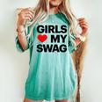 Girls Love Mywagaying Girls Love Mywagの引用 レディースオーバーサイズコンフォートTシャツ Chalky Mint