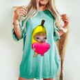 Happy Banana Cat レディースオーバーサイズコンフォートTシャツ Chalky Mint