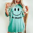 Be Happy Groovy スマイルフェイス かわいい ハッピーピース スマイルフェイス レディースオーバーサイズコンフォートTシャツ Chalky Mint