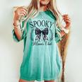 Spooky Mamas Club ソーシャル ハロウィン ダークコケット ブラック リボン レディースオーバーサイズコンフォートTシャツ Chalky Mint