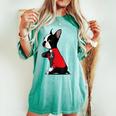 ボストンテリア I Love Mom タトゥーシャツ 面白いボストンテリア レディースオーバーサイズコンフォートTシャツ Chalky Mint