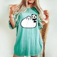 肉まんに抱きつくパンダ かわいい チャイナ 白黒 Panda Meat Bun レディースオーバーサイズコンフォートTシャツ Chalky Mint