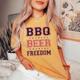 Bbq Beer Freedom レディースオーバーサイズコンフォートTシャツ Mustard