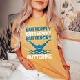 Butterfly Butterwhyバタフライバタフライファニー水泳チーム 長袖tシャツ レディースオーバーサイズコンフォートTシャツ Mustard