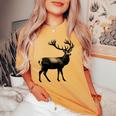 Deer Dad Mom Lover モノクロ 鹿 レディースオーバーサイズコンフォートTシャツ Mustard