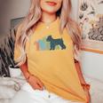 Dog Mom & Dad シルエット ヴィンテージ シュナウザー レディースオーバーサイズコンフォートTシャツ Mustard