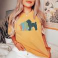 Dog Mom & Dad シルエット ヴィンテージトイプードル レディースオーバーサイズコンフォートTシャツ Mustard