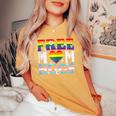Gay Pride Month Free Mom Hugs Lgbtq Ally Trans Women Women's Oversized Comfort T-shirt Mustard
