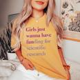 Girls Just Wanna Have Funding X Forcience Research レディースオーバーサイズコンフォートTシャツ Mustard