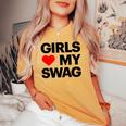 Girls Love Mywagaying Girls Love Mywagの引用 レディースオーバーサイズコンフォートTシャツ Mustard